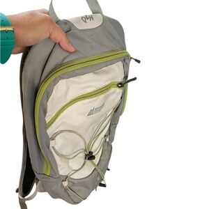 MEC Gray and White Backpack with Green Accents